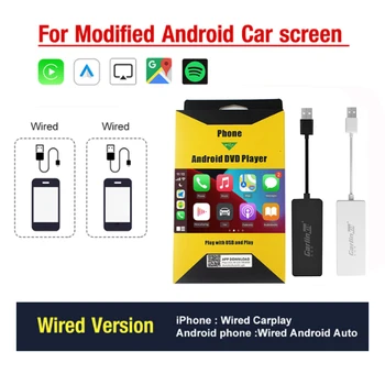 Carlinkit por Cable/Adaptador Inalámbrico para CarPlay por Cable/Wireles Android Auto Dongle USB Conexión para la Navegación Reproductor de Medios Cuadro