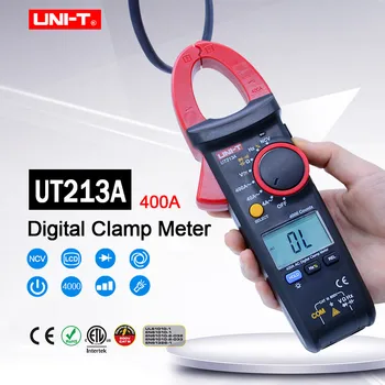400A pinzas amperimétricas de la UNIDAD de UT213A Multímetro Digital Amperímetro de CA AC DC voltímetro de Resistencia Capacitancia Frecuencia Tester
