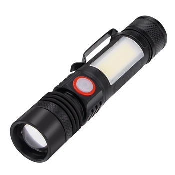 Linterna de LED Impermeable Linterna Magnética de la Antorcha de Zoom T6+COB Linterna Con Clip de Mano Portátil de Luz 18650 de la Batería
