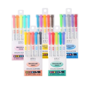 5 Colores/cuadro de Doble cabeza de rotuladores Conjunto de Marcadores Fluorescentes de los lápices de colores Lápices de Arte Marcador Japonés Lindo Kawaii Papelería