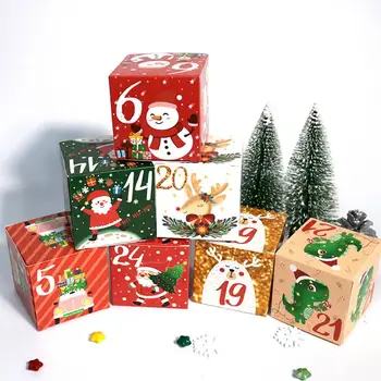 La navidad Calendario de Adviento Cajas de 24 Días DIY Calendario de Adviento Cajas de Papel Advenimiento de la cuenta Regresiva de las Cajas de Regalo de Navidad Decoración para el Hogar en Navidad