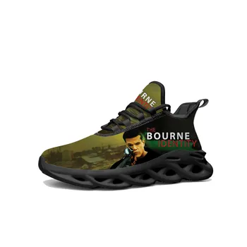Bourne Identity Pisos Sneakers Mens Womens Zapatos Deportivos de Alta Calidad Matt Damon Zapatilla de deporte de Encaje de Malla de Calzado hecho a medida del Zapato