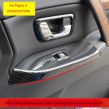 Para Mitsubishi Pajero 4 V93V95V97V98 ascensor acristalado botón del panel del ABS de fibra de carbono textura de la ventana del panel de control decorativos parche