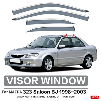 Para Mazda 323 BJ 1998-2003 Lado de la Ventana Viseras de Accesorios de Acero Inoxidable Tonos Ventvisor Lado de la Ventana de Chrome Tira de ajuste