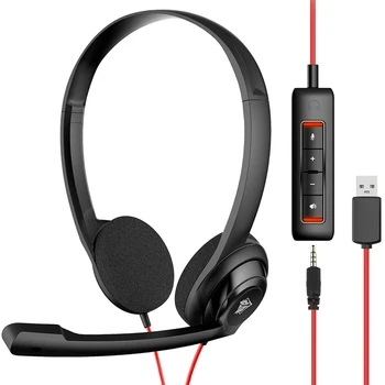 NUBWO USB Auriculares Con Cancelación de Ruido con Micrófono Para PS5 Ordenador Portátil, En el auricular con Cable de la Oficina de Centro de llamadas del Auricular Para la pluma