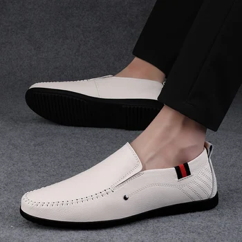 De alta Calidad de la Marca de los Hombres Mocasines plantas de los pies Suaves Elegante de Negocios Zapatos de los Hombres de Cuero Genuino Casual Zapatos de Verano, Zapatos para Caminar
