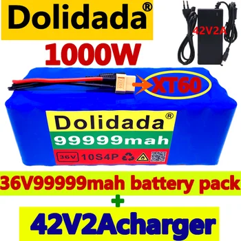 XT60 interfaz de la batería de 36V 10S4P 99999Ah paquete de batería de 1000 W de alta potencia de la batería 42V99999mAh Ebike bicicleta BMS + 42v cargador