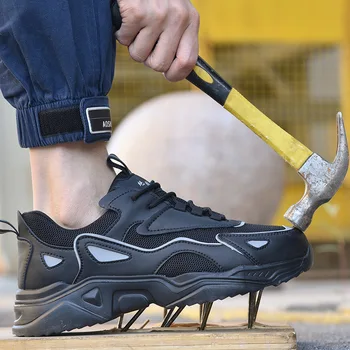 Gran Tamaño de las Mujeres de los Zapatos de Seguridad Anti-smash Anti-pinchazo de Trabajo de los Zapatos de las Zapatillas de deporte de Acero Puntera de Zapatos de Protección Industrial de Calzado