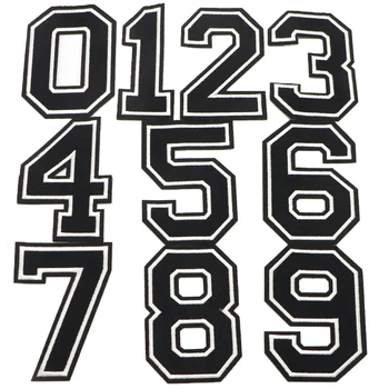 1PC Negro 11.3 CM Número de la Figura Dígitos Letras Parches Bordados de Hierro En el Parche Para la Ropa de la Insignia Para la Pasta de la Bolsa de Ropa Jeans