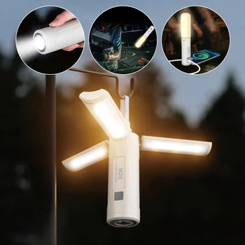 Plegable Magnético Linterna de Camping, Banco Portátil del Poder de Stepless de Atenuación de Iluminación al aire libre de la Linterna de LED Recargable Luz de Carpa