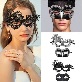 2Pcs de Halloween de los Ojos de la Cubierta Elegante Traje Masque Estilo Veneciano Parejas de Disfraces para la Fiesta de Halloween Traje de Cosplay