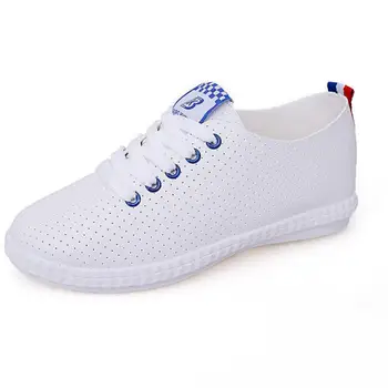 2023 Casual Zapatos de Plataforma Féminas Verano Transpirable Zapatillas Blancas Flats, Zapatos con cordones de Plataforma Zapatos de las Mujeres de Gran tamaño 41