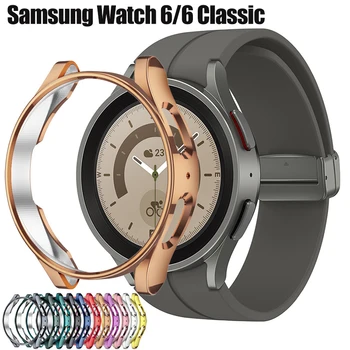 Galjanoplastia del Caso para Samsung Galaxy Reloj 6 40mm 44mm Reloj Inteligente de Parachoques del Marco Protector para Samsung Reloj 6 Clásico 43 Caso de 47 mm