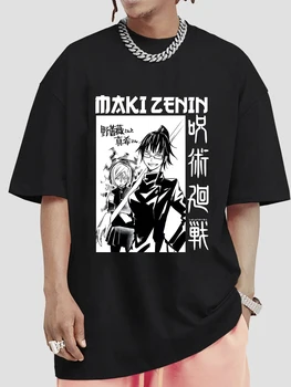 Manga Zenin Maki Jujutsu Kaisen Anime T-shirt Hombres Mujeres Japonesas Estilos de dibujos animados de gran tamaño Unisex de Manga Corta de Algodón T Camisa