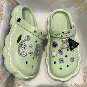 La mujer de la Playa de Zapatilla Lindo de la Historieta del Diamante Deco para Que los Zapatos Antideslizante Espesar Zapatos para las Mujeres 2023 Plana Jardín BRICOLAJE Croc Zapatillas