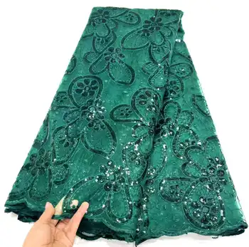 Edición de lujo de África Tela de Encaje 2023 Último Verde de la India Sari de Tela de Alta Calidad de tul con lentejuelas tela de encaje vestido de novia