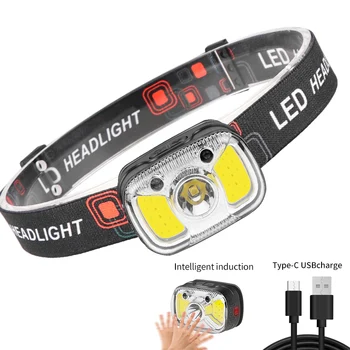 Fuerte sensor de luz de los faros luz de inundación del LED súper brillantes para acampar al aire libre de pesca impermeable portátil compacto de carga USB