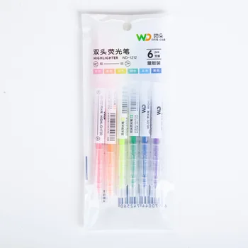 Lápiz marcador para los estudiantes de 6-color de marcador conjunto de color caramelo diario de bolsillo decoración rotulador de color claro marcador