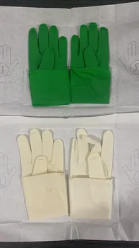 Medispo de doble capa de dos colores (caja entera) guantes de látex desechables de protección de la dos-pack