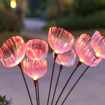 solar del led de fibra de medusas de luz decorativos al aire libre plug-in de luces 7 cabeza caliente jardín estrellado césped luces del paisaje