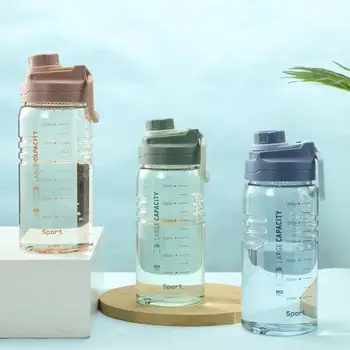 Gran Capacidad de Fitness de Agua Fría de la Botella de los Deportes al aire libre de Mano de Espacio de la Copa con la Escala de Regalo de Taza de Agua de Plástico