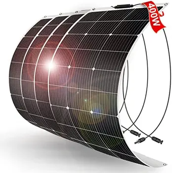Panel Solar 4x100w(400w) Semi-Flexible Flexible 12V Monocristalino Off-Grid para RV, Barco de la Cabina de la Furgoneta Coche y RV Barco Camper