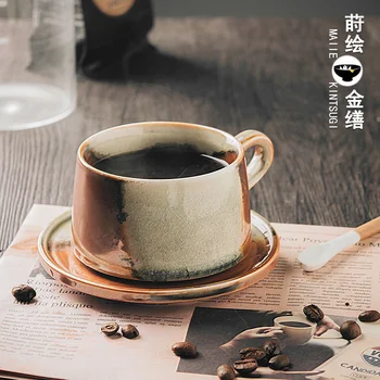 De la vendimia hecha a Mano Áspera de Cerámica Taza de Café de la Mano de Café Taza de Conjunto de Cerámica Japonesa Taza Japonesa del Té de la Tarde de la Copa
