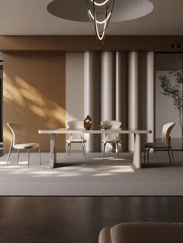 Italiano luz de lujo de la roca de la junta de mesa de comedor, moderna y sencilla sala de estar, de alta gama mesa de comedor rectangular