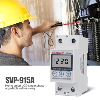 230VAC Límite Protector de Corriente Digital de Sobre/Bajo Voltaje Protector de Corriente monofásica Ajustable para la Oficina de la Casa de Electrodomésticos