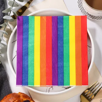 Desechables, Servilletas de Papel Pañuelo con los Colores del arco iris Patrón para la Fiesta de Cumpleaños Decoraciones Centro de Mesa
