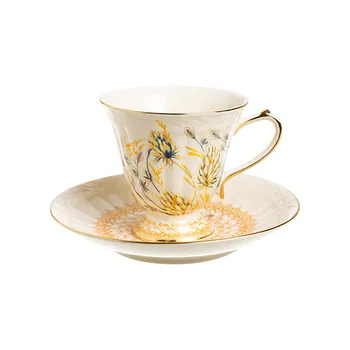 Precioso hermoso de Taza y Plato de Café inglés de Estilo Británico 180 ML de Té de la Tarde de la Copa Creativo de Alto Grado de Taza de Porcelana de la Taza