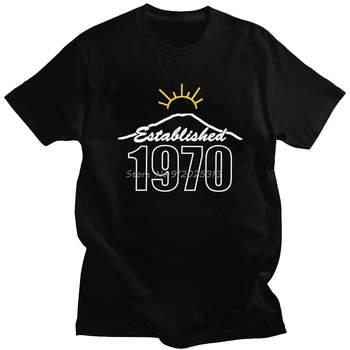 Moda urbana Hecha En 1970 Camiseta de los Hombres O-cuello de Manga Corta de 50 Años de Edad camiseta de Regalo de Cumpleaños de Algodón Camiseta Básica Camiseta de Aniversario