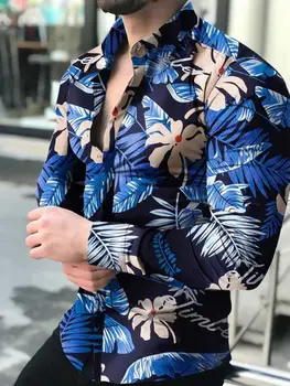 Hawai Camisa de manga Larga Para Hombres de gran tamaño de Calle de Estilo Casual Original de Todo lo que la Moda 3D Patrón de Flores de Harajuku