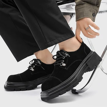 La marca de la Primavera de Otoño de los Hombres Zapatos de Vestir Encaje Casual Zapatos de Cuero Negro de los Hombres Mocasines de Gamuza de Lujo de la Fiesta de la Boda Zapatos Masculinos de los hombres