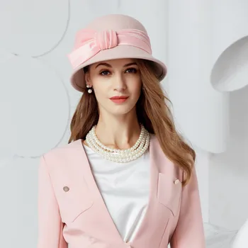 EE 5077 el Otoño y el invierno en el nuevo casual sombrero rosa de las mujeres de invierno de las mujeres de lana sombrero de inglés de lana sombrero de copa