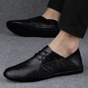 Los hombres Cómoda Unidad de los Hombres Casual Zapatos de los Hombres de Cuero Zapatos Casuales de Cuero Genuino de los Hombres Zapatos Casual Suave Varón de los Zapatos de Cuero de Gran Tamaño