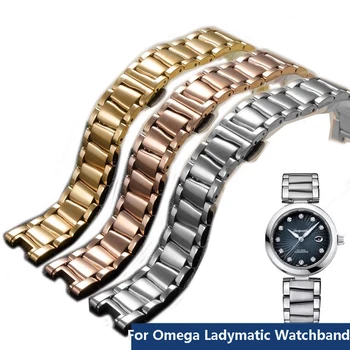 Sólidos de Acero Reloj de Correa de Accesorios Para Omega Ladymatic Series Watchban 18mm Mujeres Bellas desplegable de Acero con Hebilla de la Pulsera
