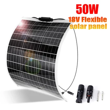 50W Flexible Panel Solar Monocristalino de Alta Eficiencia de la Célula Solar Para el Hogar al aire libre RV/Barco/Coche del Cargador de Batería de Almacenamiento