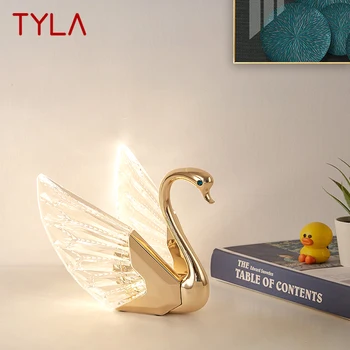 TYLA Contemporánea, Cisne Lámpara de Mesa LED Creativa de Oro de la Mesa de Luz de la Decoración Para el Hogar Dormitorio