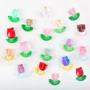 30pcs de Vidrio de colores de la Flor de Perlas de Cristal de Perlas de Vidrio para la Fabricación de Joyas de Horquilla hecha a Mano DIY Pulsera de descriptor de acceso