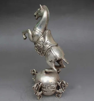 Chino de Plata de la Estatua de Cobre - Caballo Sismógrafo w de la Dinastía Qing Qianlong Marca