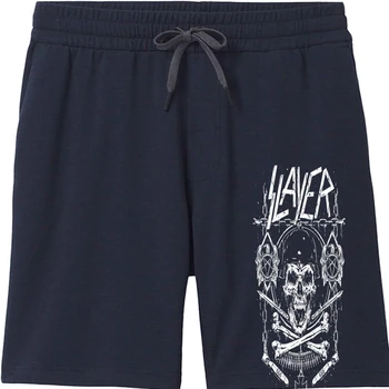 Slayer Skull & Bones Revisado cortos para mensummer Banda de Metal cortos para hombres Oficial de los Hombres pantalones Cortos
