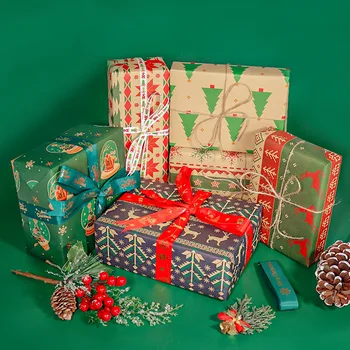 6 artículos de Navidad Papel de Regalo Árbol de Navidad Copo de nieve de Navidad Decoraciones para el Hogar Navidad y Año Nuevo DIY Manualidades de Papel