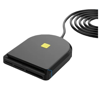 1 PC Portátil Conveniente Lector de Tarjetas Inteligentes USB Negra Multi-Funcional de la declaración de Impuestos SIM/SD/TF/IC Smart Card Reader