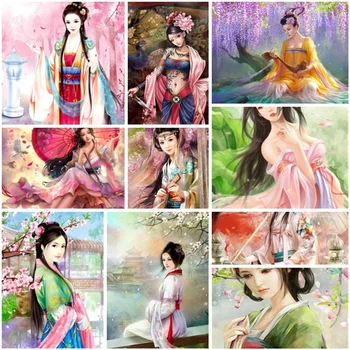 Las Mujeres Chinas tradicionales de la Pintura Por Número de Calcomanías y Carteles Kits de Manualidades Para Adultos, Decoración del Hogar de la Madre Regalo Mayorista de 2023