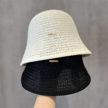 Nuevo Japonesa de Tejido de Sombrero de Cubo de la Mujer de la Primavera y el Verano Nuevo Parasol protector solar Transpirable Sombreros de Paja de Color Sólido del Sol Simple Tapa