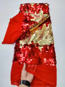 Nueva 2024, En Oro Rojo De Alta Calidad De La Moda Francesa De Malla Bordado De La Tela De Encaje Africano De Nigeria Lentejuelas Encaje De Tela Para El Vestido De Boda