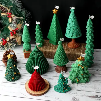 10-25cm 3D DIY Árbol de Navidad de la Vela del Molde de Silicona de Regalo de Navidad Árbol de Navidad de Resina, Yeso Molde de Silicona en la Decoración de la Navidad