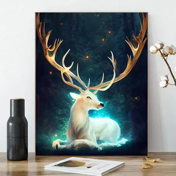 5140280 Digital de la pintura de aceite de BRICOLAJE digital manual de pintura de la pintura colgante animal de ciervo decoración estética
