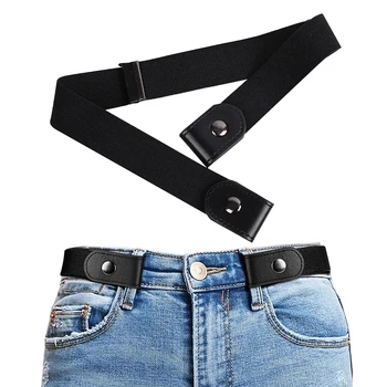 1Pcs Negro Stretch Elástico en la Cintura con Hebilla-Libre de los Cinturones De Jean Pantalones de las Mujeres de los Hombres de la Correa